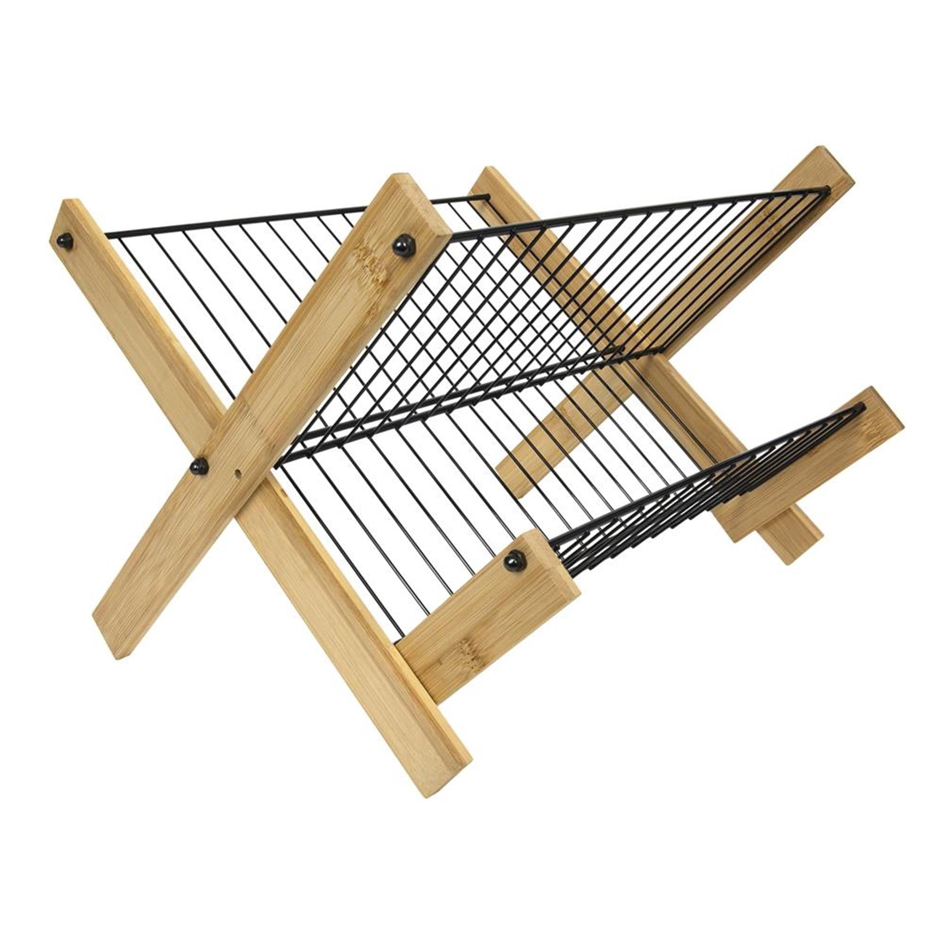 Imperial kitchen dish drainer bamboo with metal wire