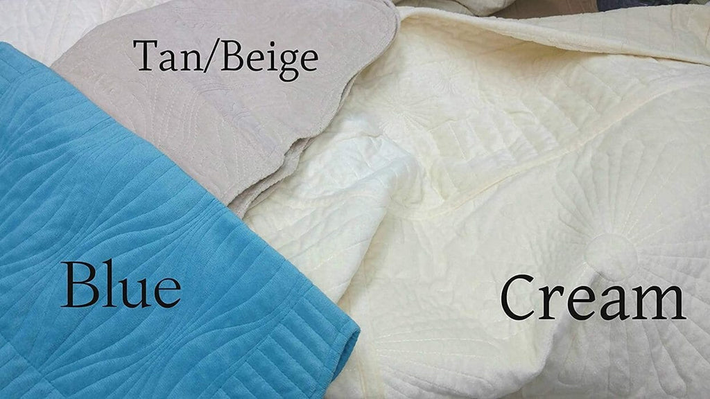 Tache Super Soft Tan Scalloped Good Vibration Quilted Fleece Bedspread Set (DXJ109041-1)