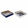 Napkin holder DKD Home Decor Metal White Navy Blue MDF Wood (2 pcs)