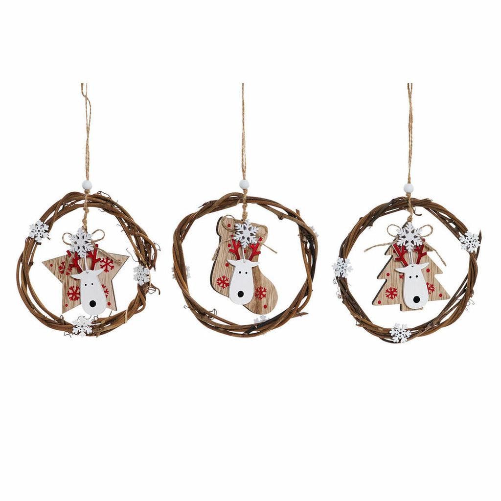 Christmas bauble DKD Home Decor Wood (3 pcs) (14 x 1 x 18 cm)