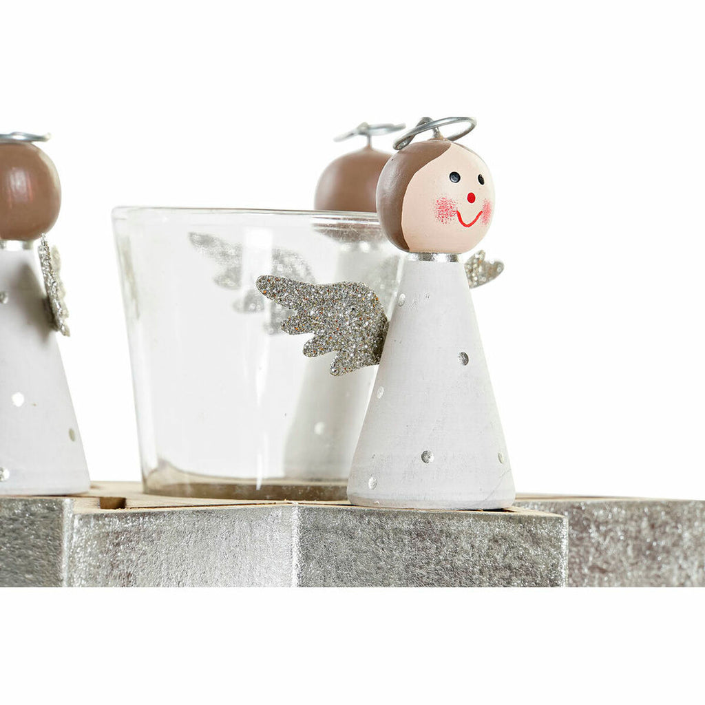 Christmas Candle Holder DKD Home Decor Crystal Wood (17 x 17 x 9 cm)