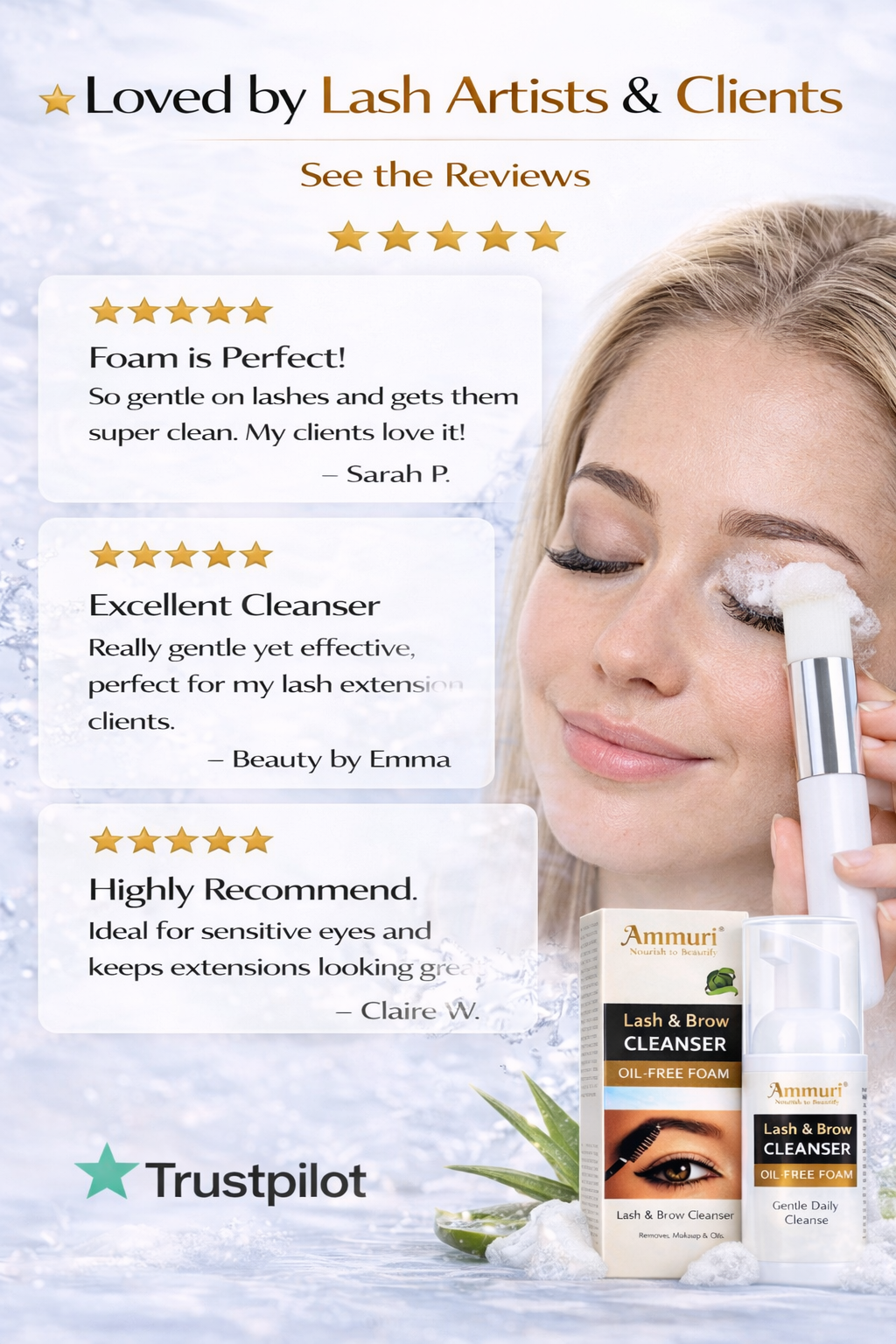 Eyelash Extension Shampoo & Lash Brow Cleansing Kit | Ammuri